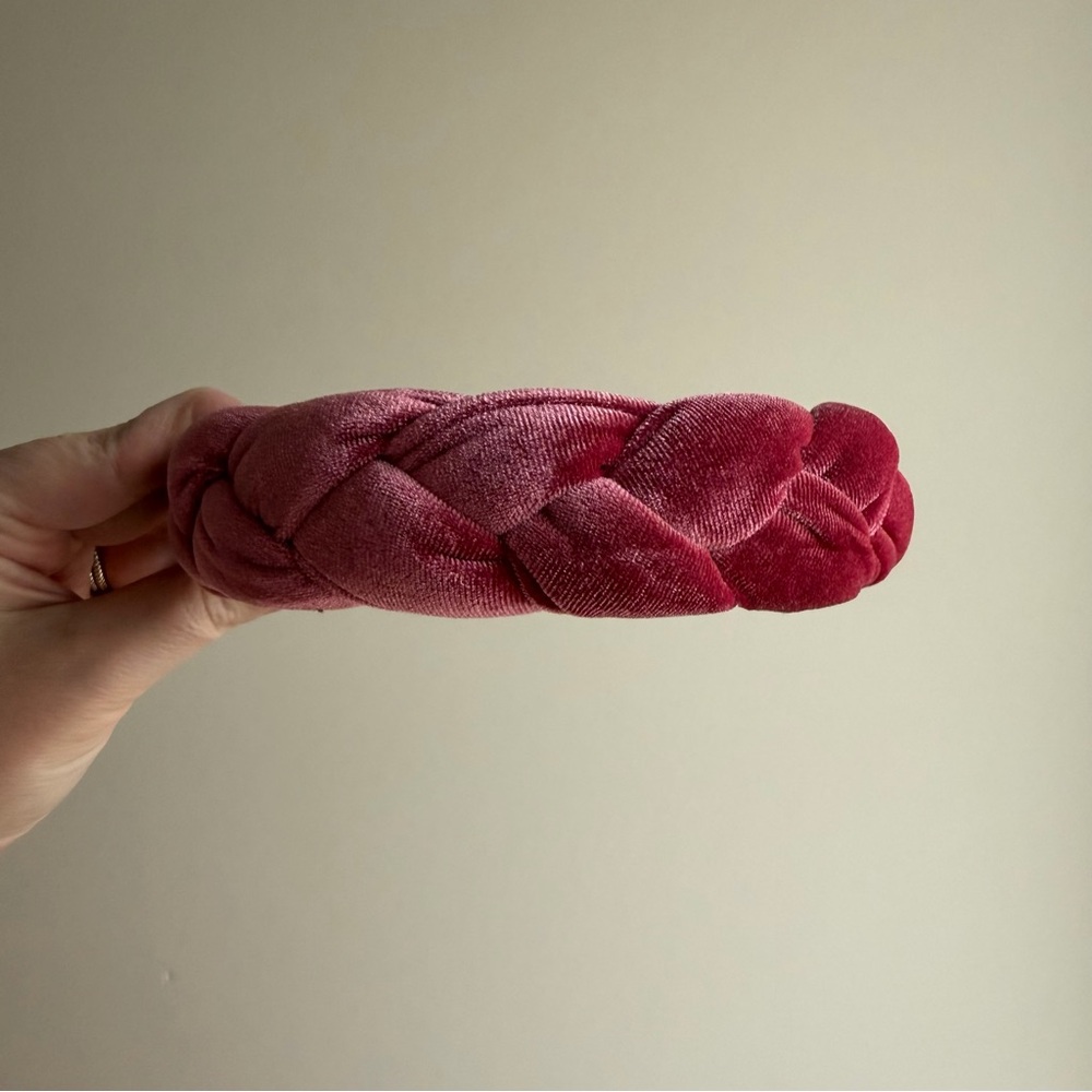Pink Velvet Braided Headband - Picture 3 of 3